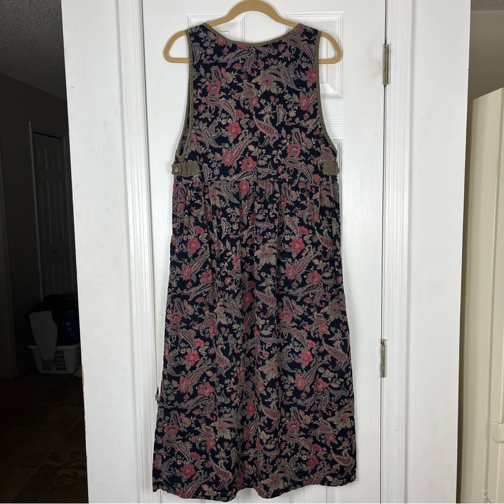 Vintage Bentley Floral Paisley Fine Ribbed Corduroy Midi-Maxi Jumper Dress - Picture 6 of 6